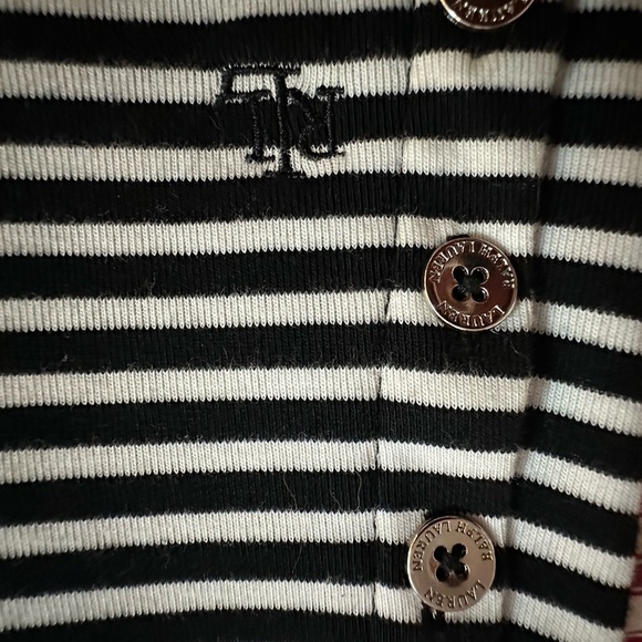Lauren Ralph Lauren Black and White Boxy Polo Tee - Picture 4 of 8